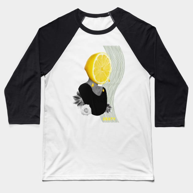 Surrealistic Lemon Woman Zesty Art Baseball T-Shirt by Ken Adams Store